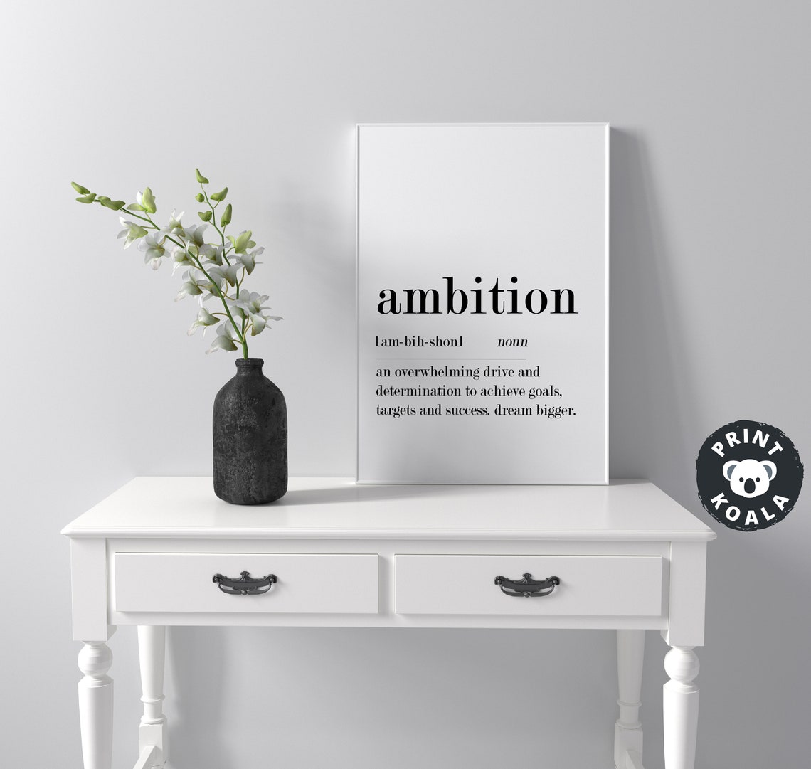 Ambition Dictionary Definition Print Dream Bigger Motivational Decor - Image 4
