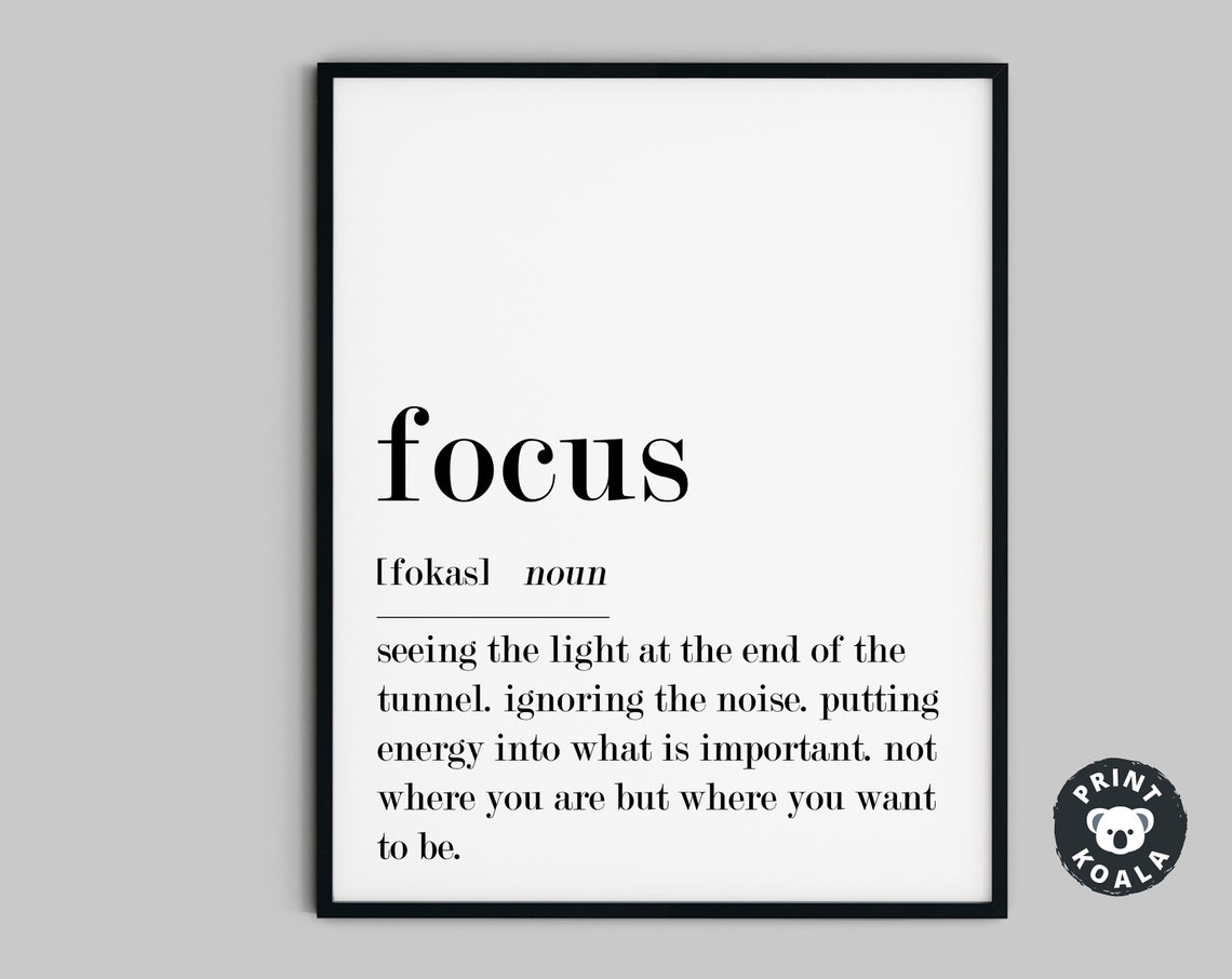 Focus Dictionary Definition Print Motivational Office Wall Decor Art