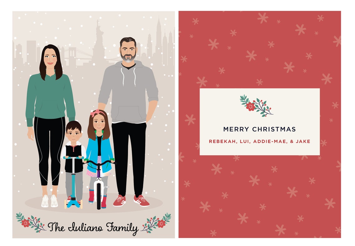 Custom Elegant Family Holiday Card with Two White Dogs Poster - Image 3