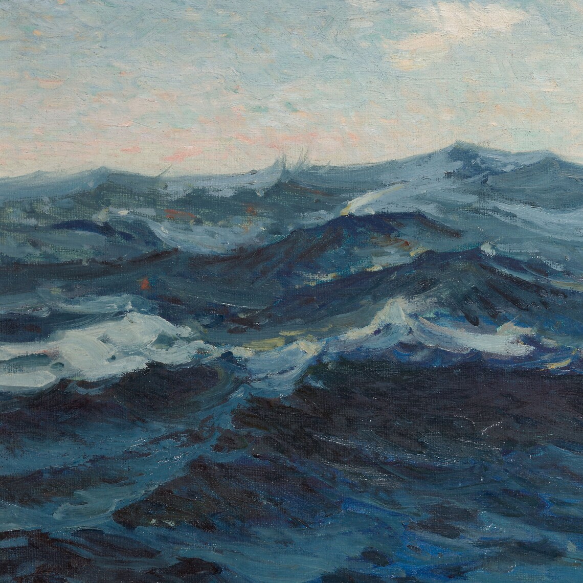 Impressionist Open Sea Waves Study Deep Blue Ocean Swell Vintage Art Poster - Image 2