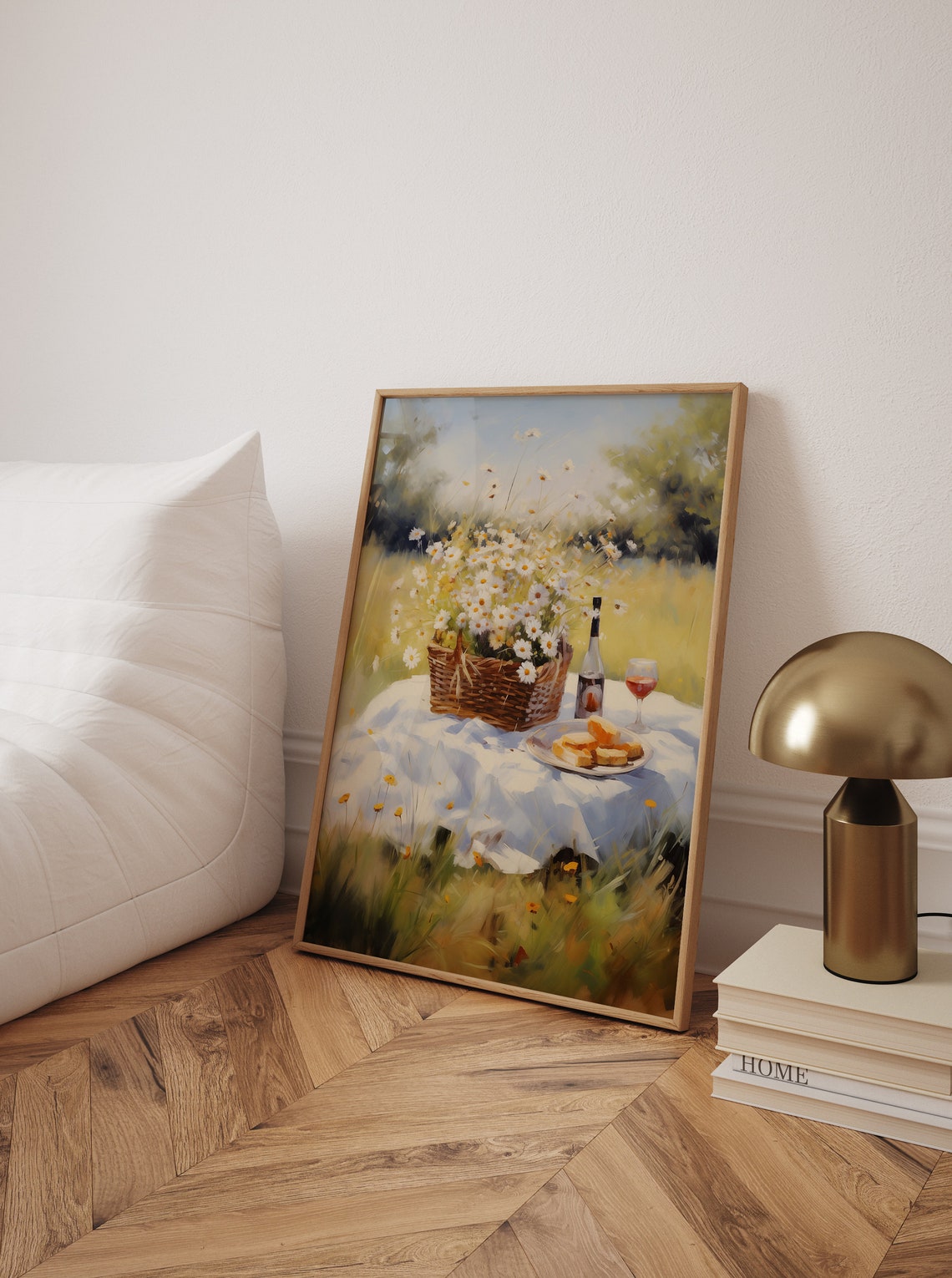 Sunny Daisy Basket Meadow Picnic Impressionist Summer Poster - Image 2