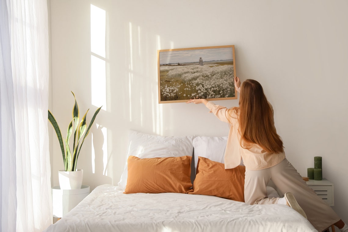 Watercolor Meadow Painting Wildflower Field Print Farmhouse Aesthetic Oil Painting Home Decor Muted Minimalist Art File - Image 2