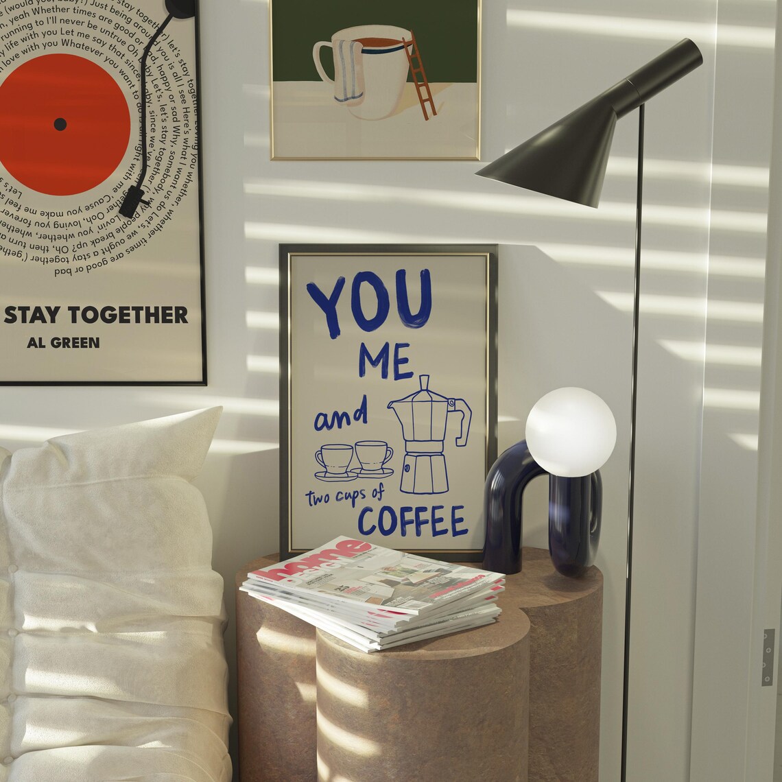 You Me And Coffee Blue Moka Pot Espresso Quote Kitchen Wall Poster - Image 3