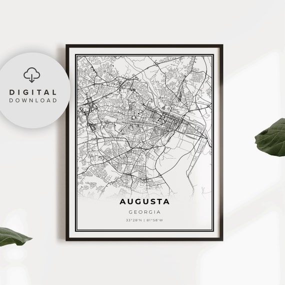 Augusta Map Print Georgia Ga Usa Art Poster City Street Road Bedroom Wall Decor Np96
