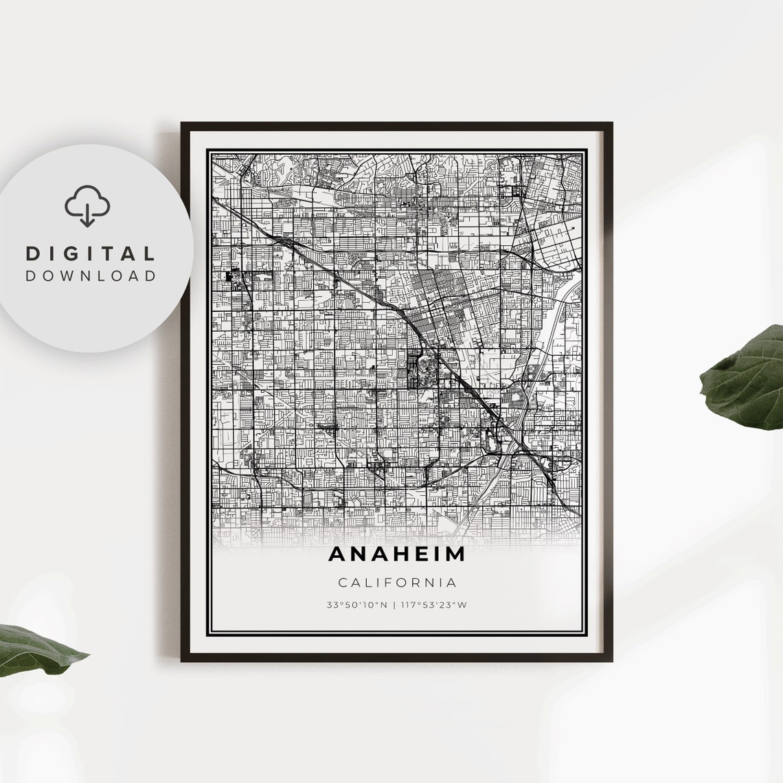 Anaheim Map Print Ca Usa Art Poster City Street Road Np264