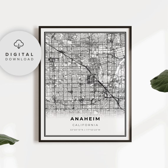 Anaheim Map Print Ca Usa Art Poster City Street Road Np264