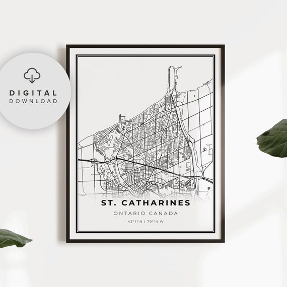 St Catharines Map Print Ontario On Canada Art Poster City Street Road Artwork Np663