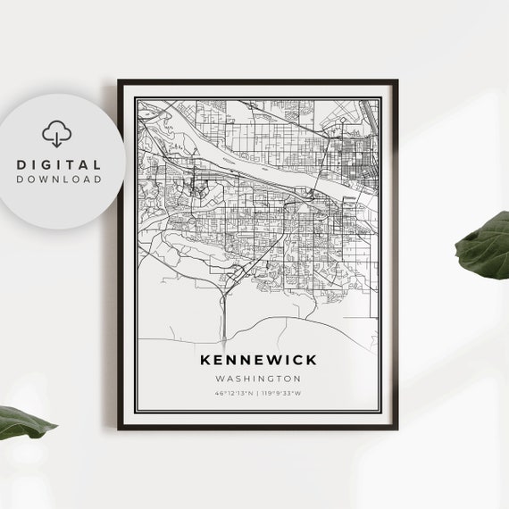 Kennewick Map Print Washington Wa Usa Art Poster Tricities City Street Road Gift Artist Np110