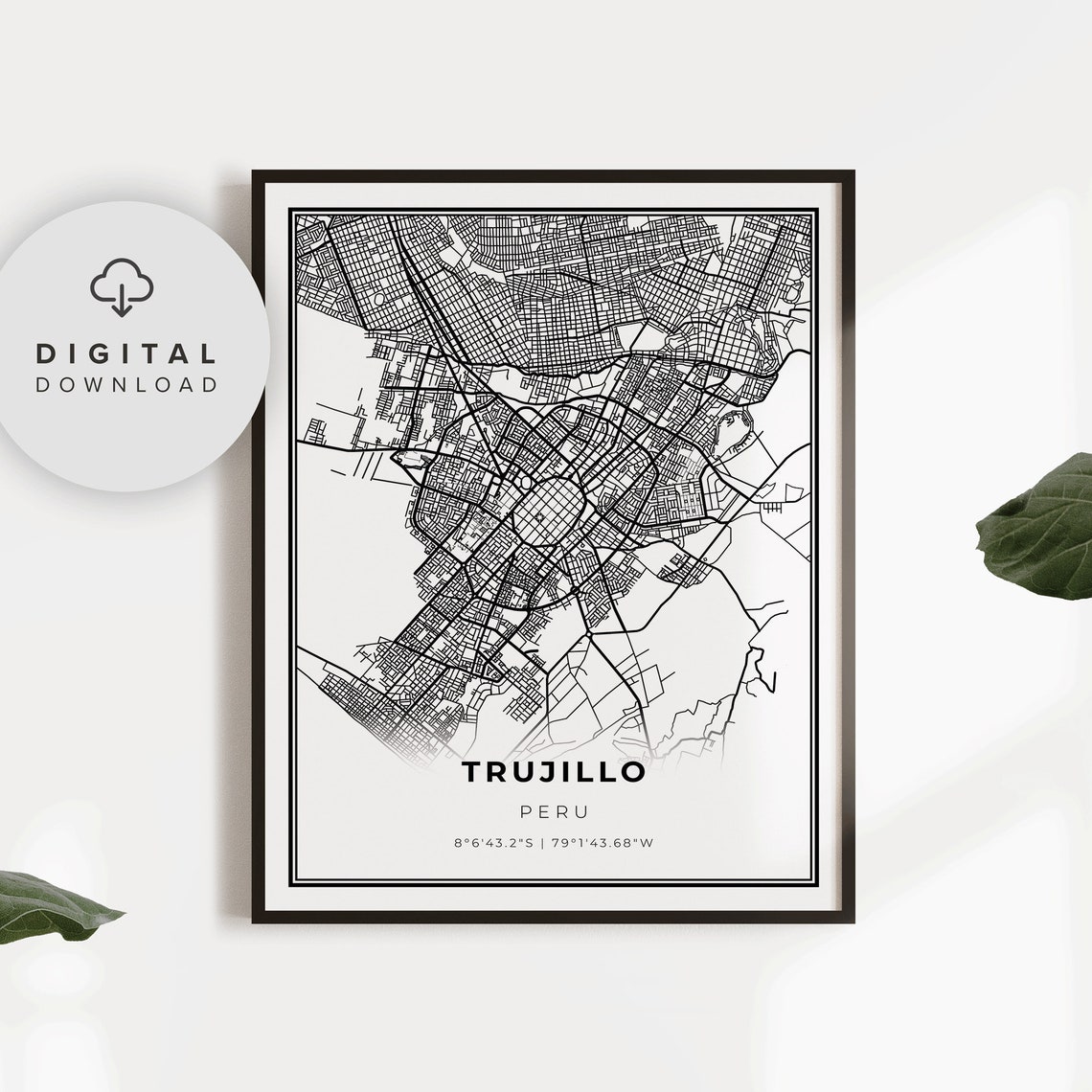 Trujillo Map Print Peru Art Poster La Libertad City Street Road Np595