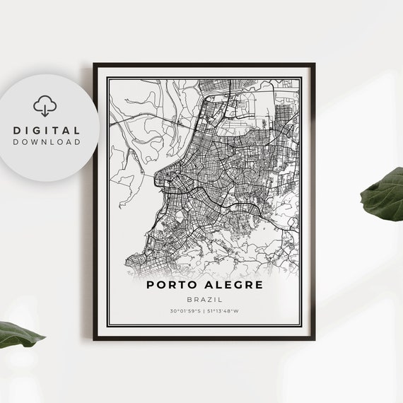 Porto Alegre Map Print Brazil Art Poster Rio Grande Do Sul City Street Road Decor Np918