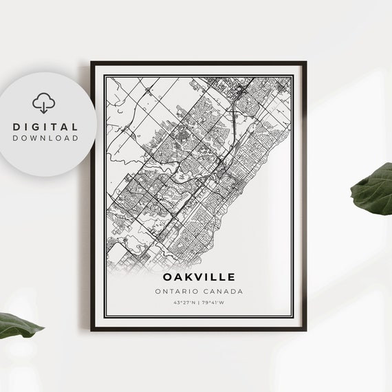 Oakville Map Print Ontario On Canada Art Poster City Street Road Np481