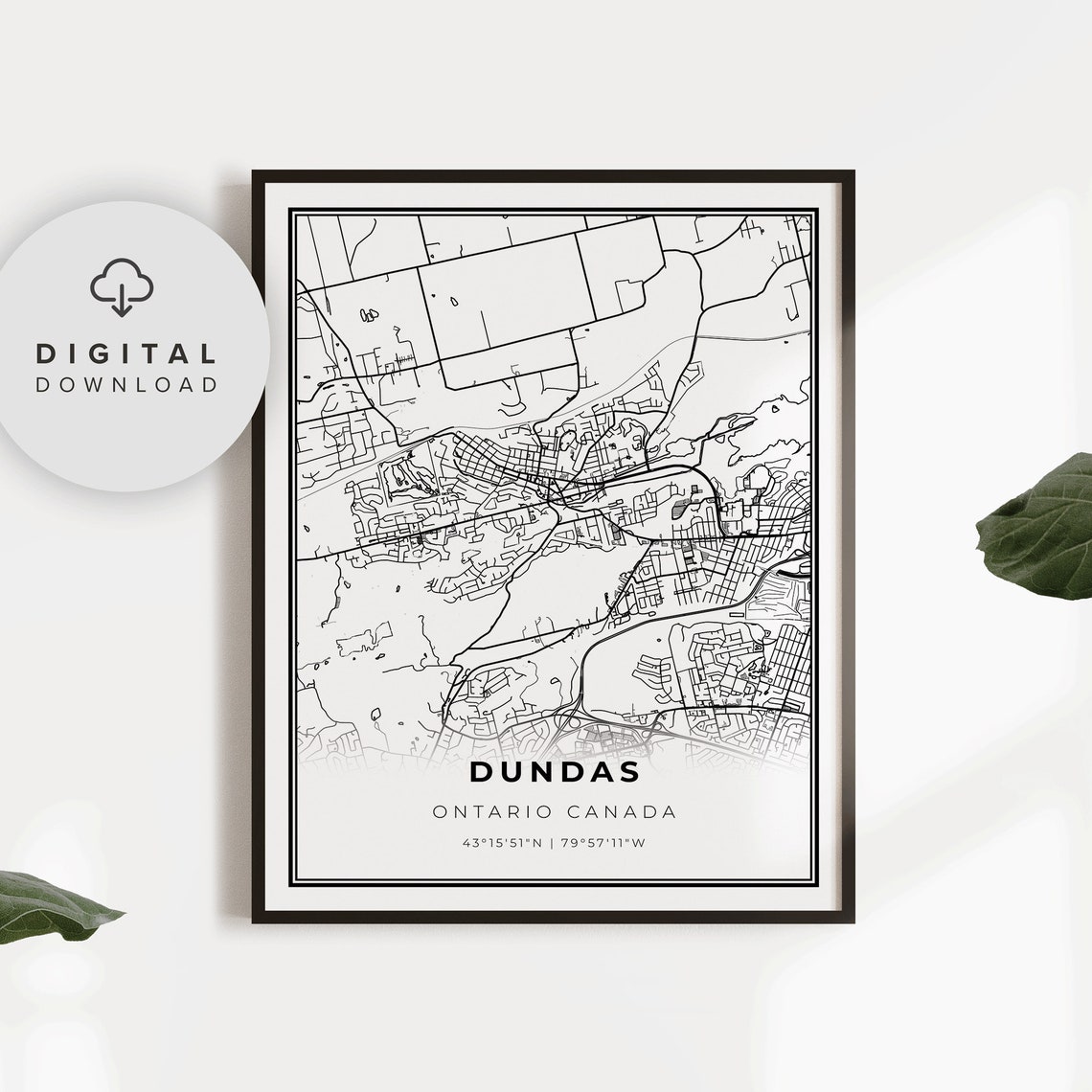 Dundas Map Print Ontario On Canada City Street Road Prints Posters For Sale Np489