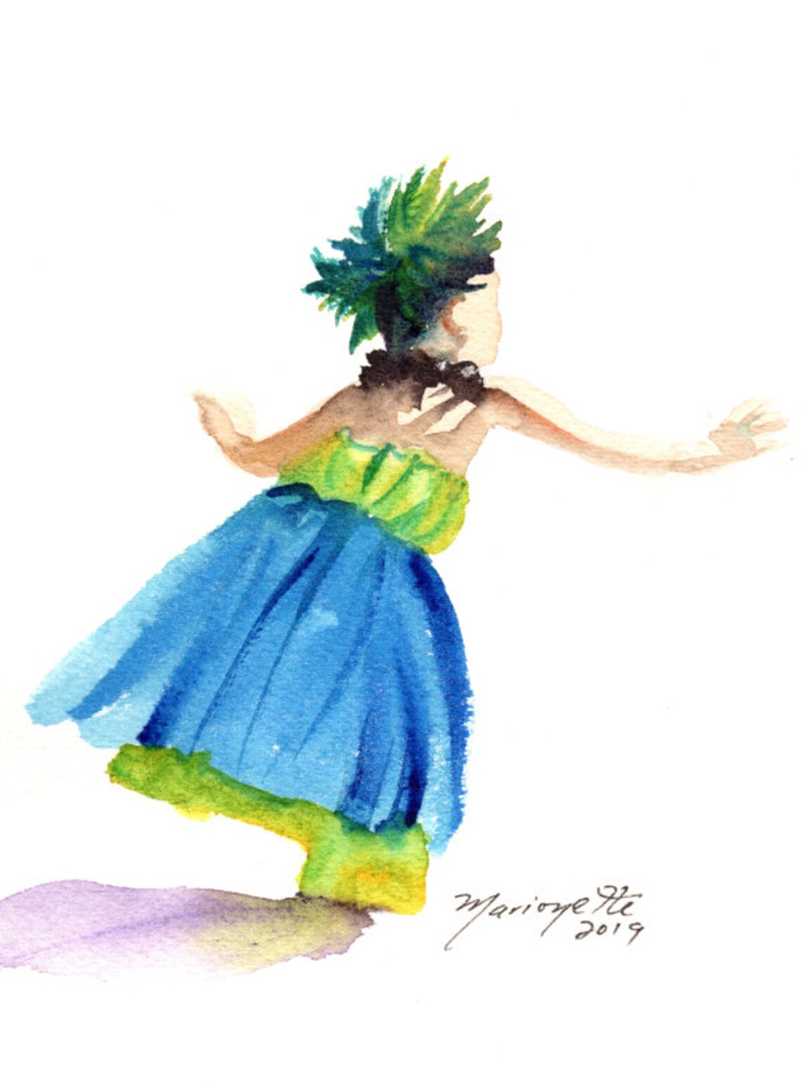 Hula Girl Hawaiian Wall Art Print, Aloha Decor