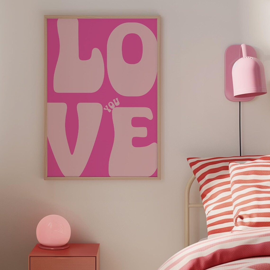 Love You Bold Pink Retro Typography Affirmation Statement Poster