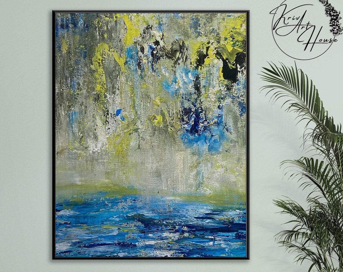 Blue Ocean Wave Cloudy Sky Abstract Seascape Painting Wall Poster