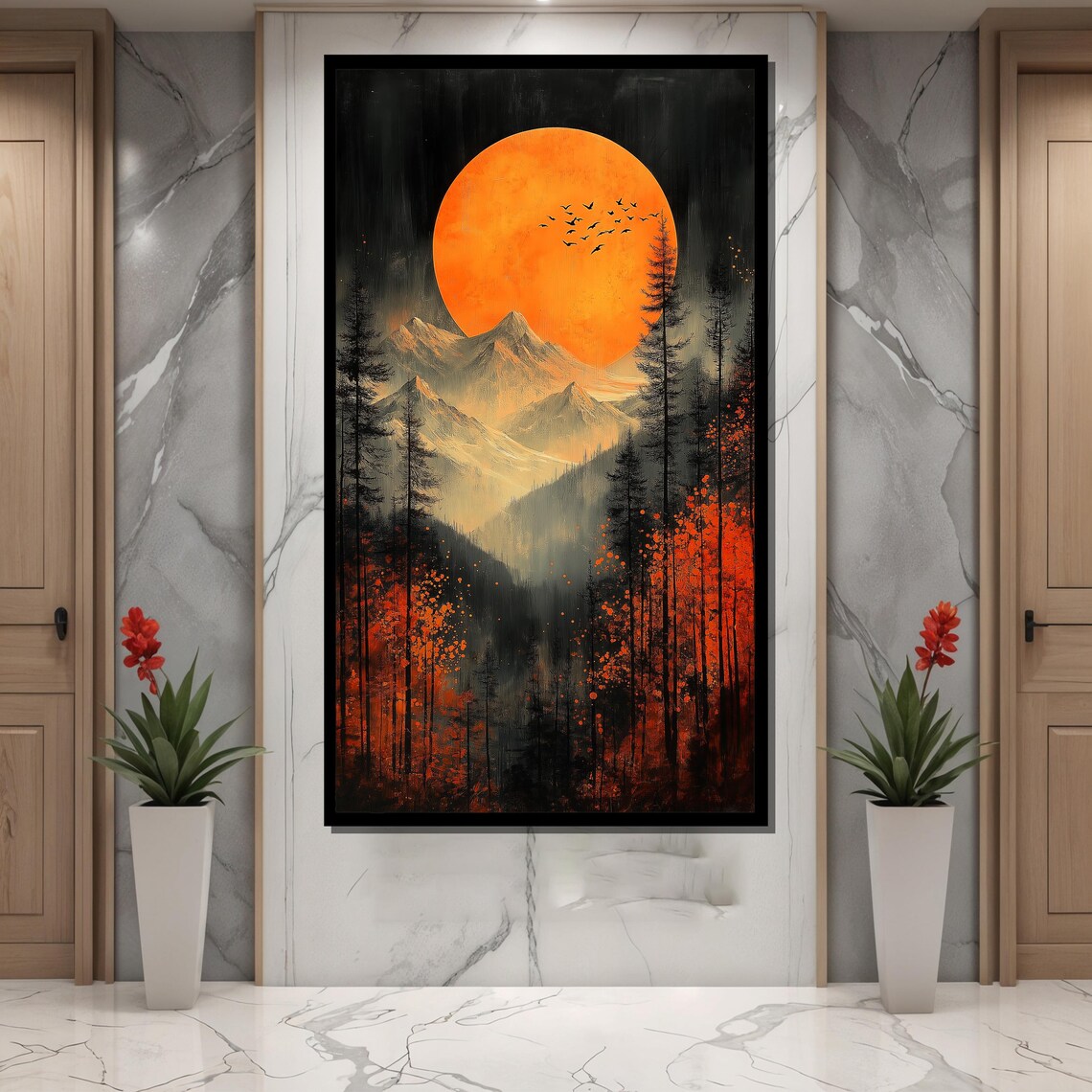 Mystical Autumn Forest Landscape, Dramatic Moon Scene - Image 2