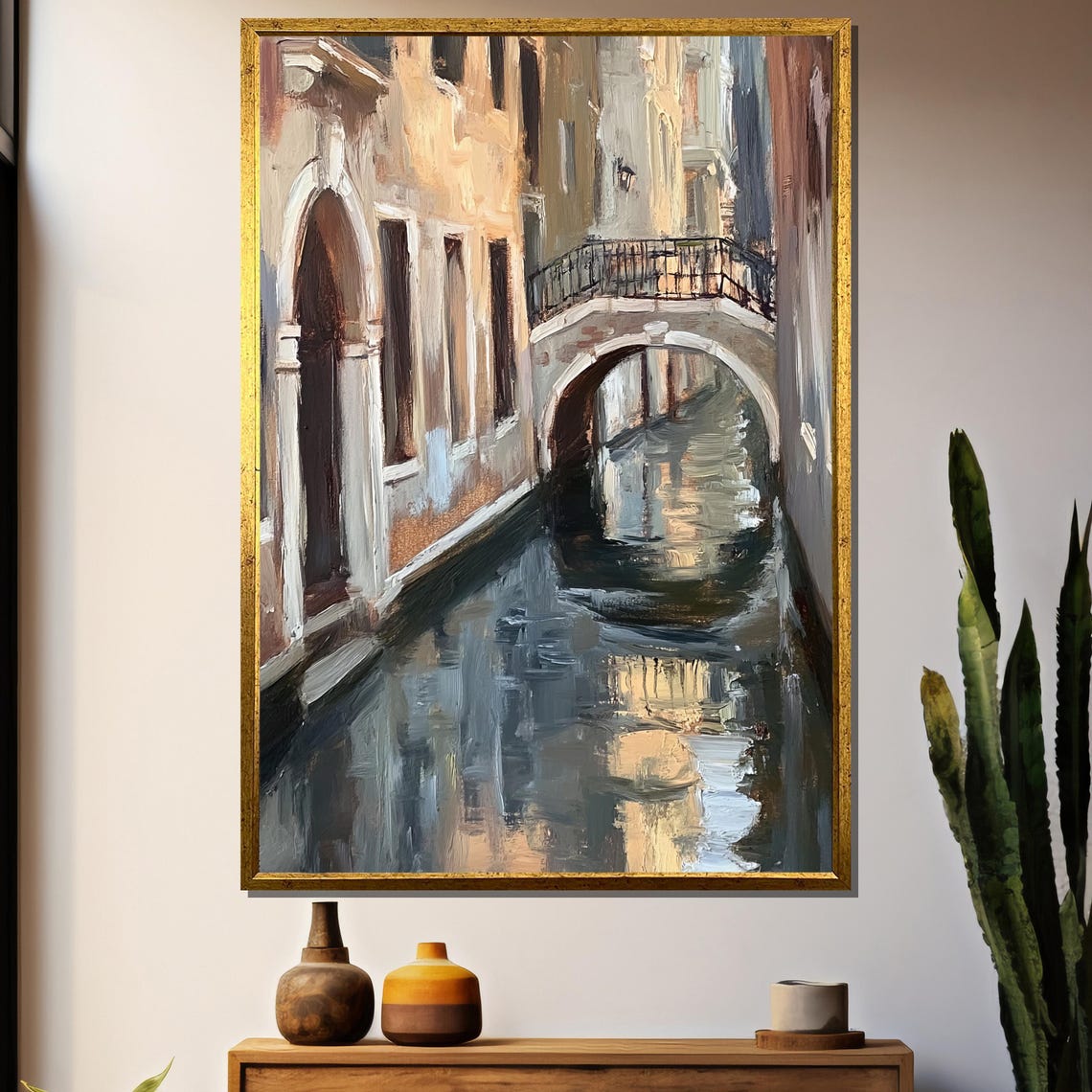 Venetian Canal Oil Painting, Impressionist Wall Art