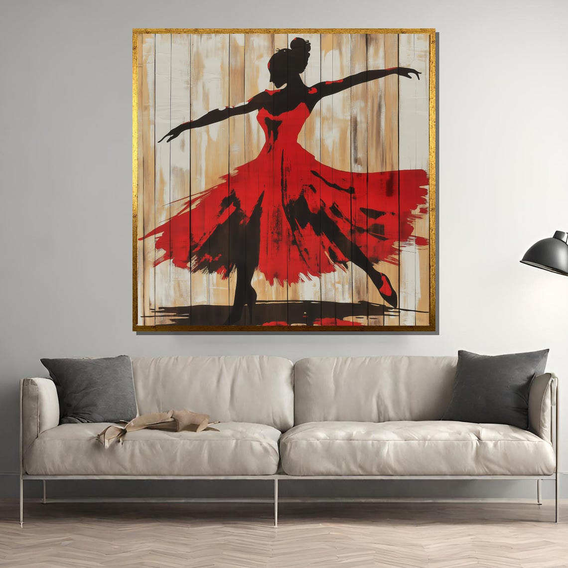 Flamenco Dancer, Rustic Wood Texture Wall Art Print