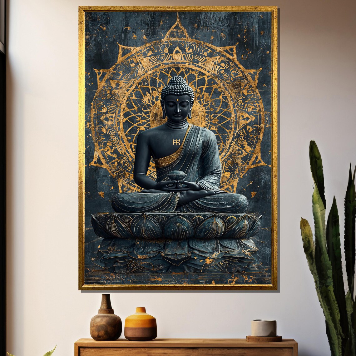 Buddha Wall Art, Golden Mandala Zen Meditation