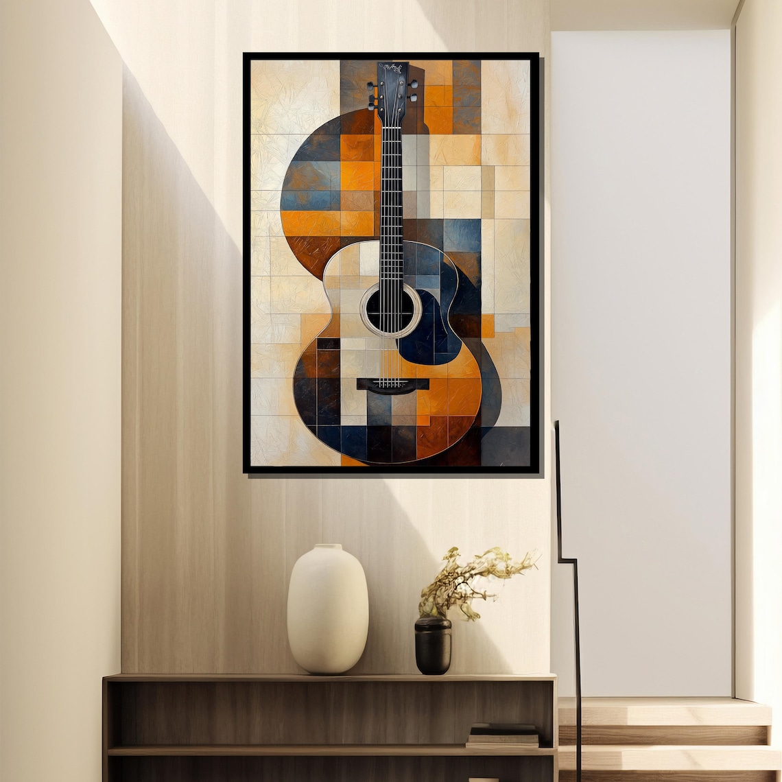 Abstract Geometric Guitar Painting, Music Lover Gift - Image 2