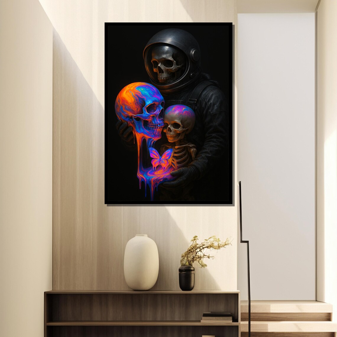 Galactic Neon Skeleton Painting Gift, Astronaut Skeleton - Image 2