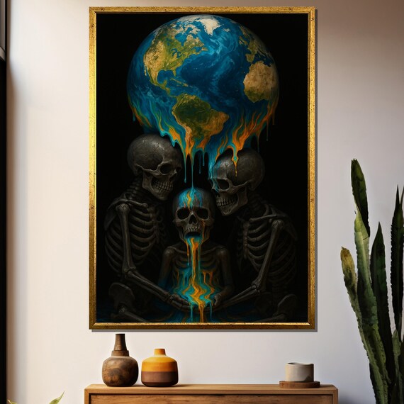 Damien Blackwood Melting Earth, Apocalyptic Surreal Illustration