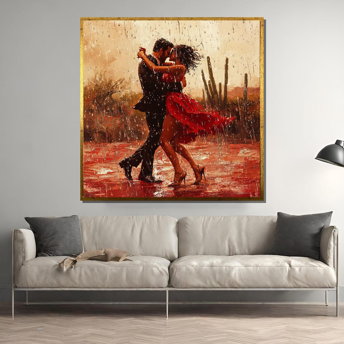 Romantic Tango Dance In Desert Rain, Art Print