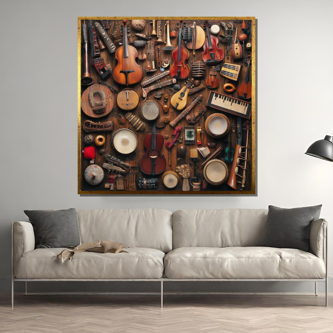 Vintage Musical Instruments Collage, Classical Music Decor