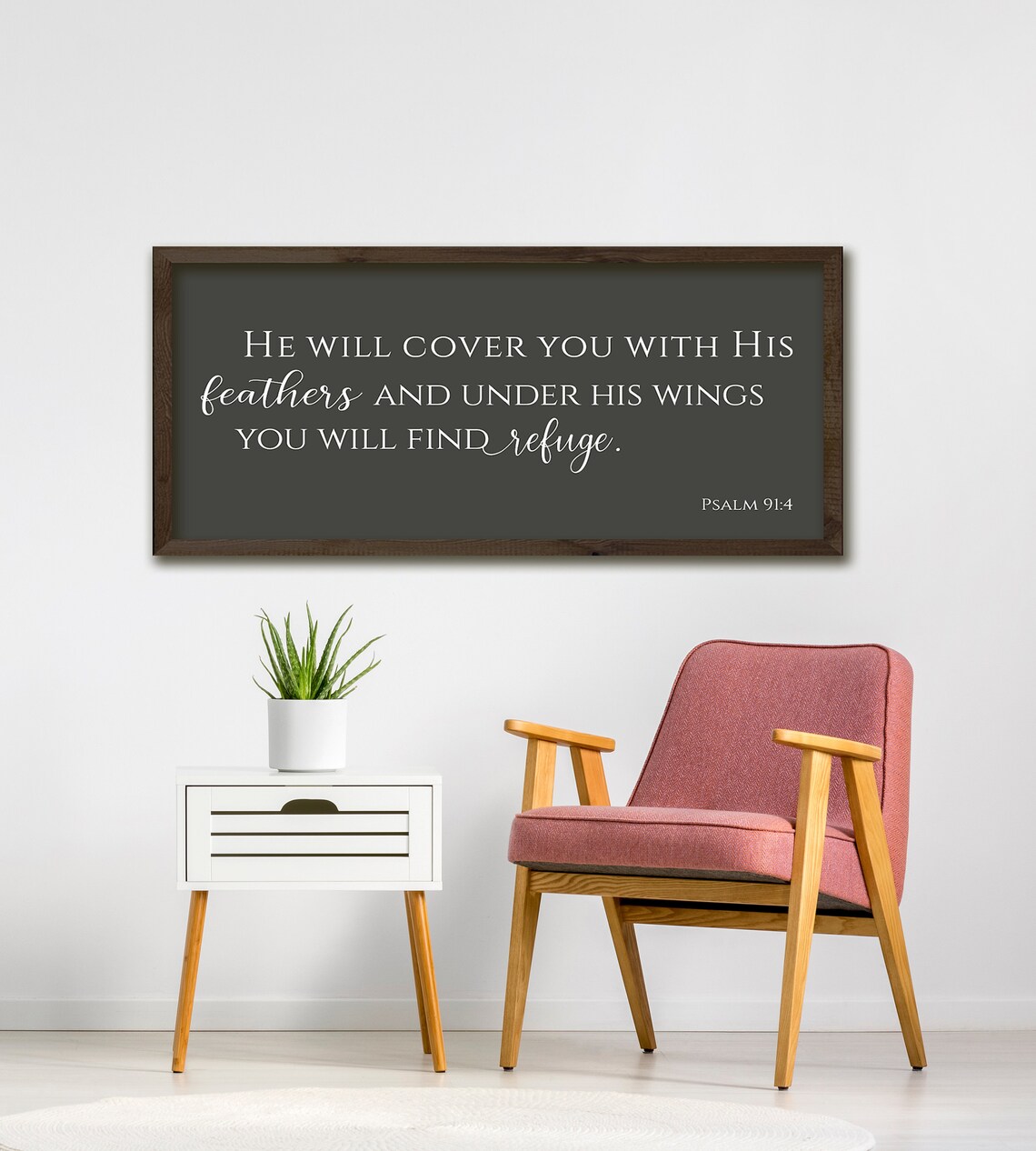 He Will Cover You With His Feathers Psalm 91 Verse 4 Sign Poster - Image 3