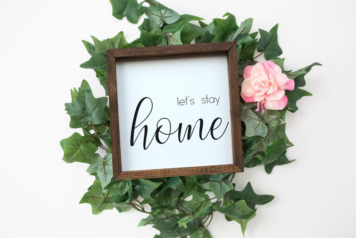 Lets Stay Home Wood Sign Lets Stay Home Sign Living Room Wall Decor Farmhouse Living Room Farmhouse Wall Decor Sign Above Couch - Image 3
