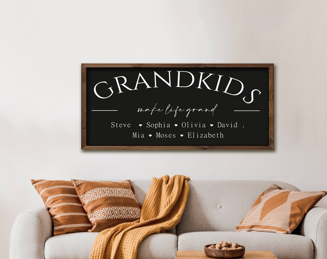 Mothers Day Gift For Grandma Grandkids Make Life Grand Grandchildren Sign Gift For Grandma Gift For Grandma Black Background - Image 3