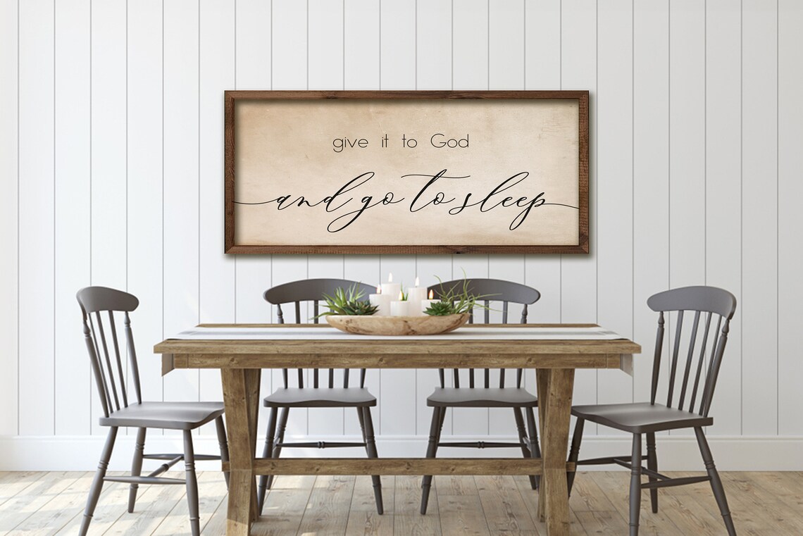 Give It To God And Go To Sleep Neutral Faith Quote Bedroom Sign Poster