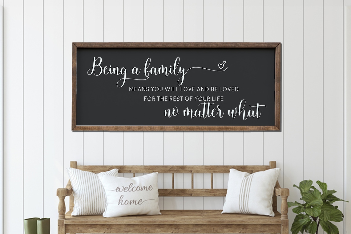 Being A Family Means Quote, Living Room Art Print