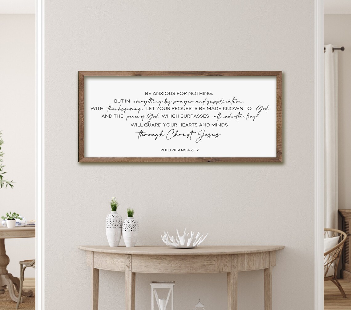 Be Anxious For Nothing Scripture Sign Art Print - Image 2