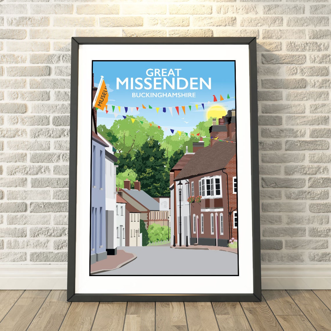 Great Missenden Buckinghamshire Village Street Bunting Vintage Poster