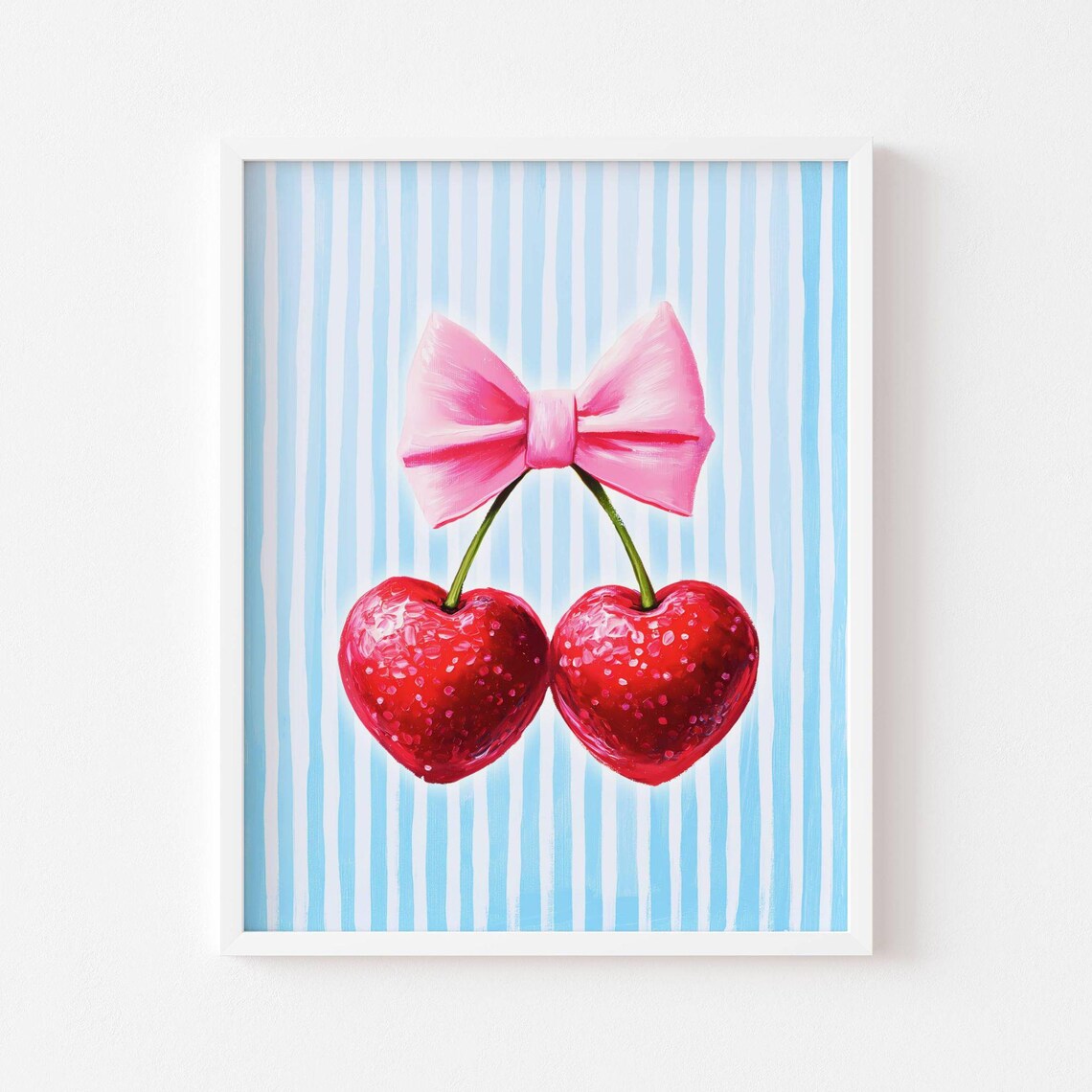 Cherry And Pink Bow, Preppy Girly Decor Poster