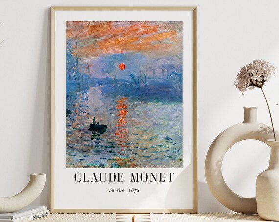 Claude Monet Wall Art Sunrise Print Landscape Print Wall Art Monet Poster Oil Painting Vintage