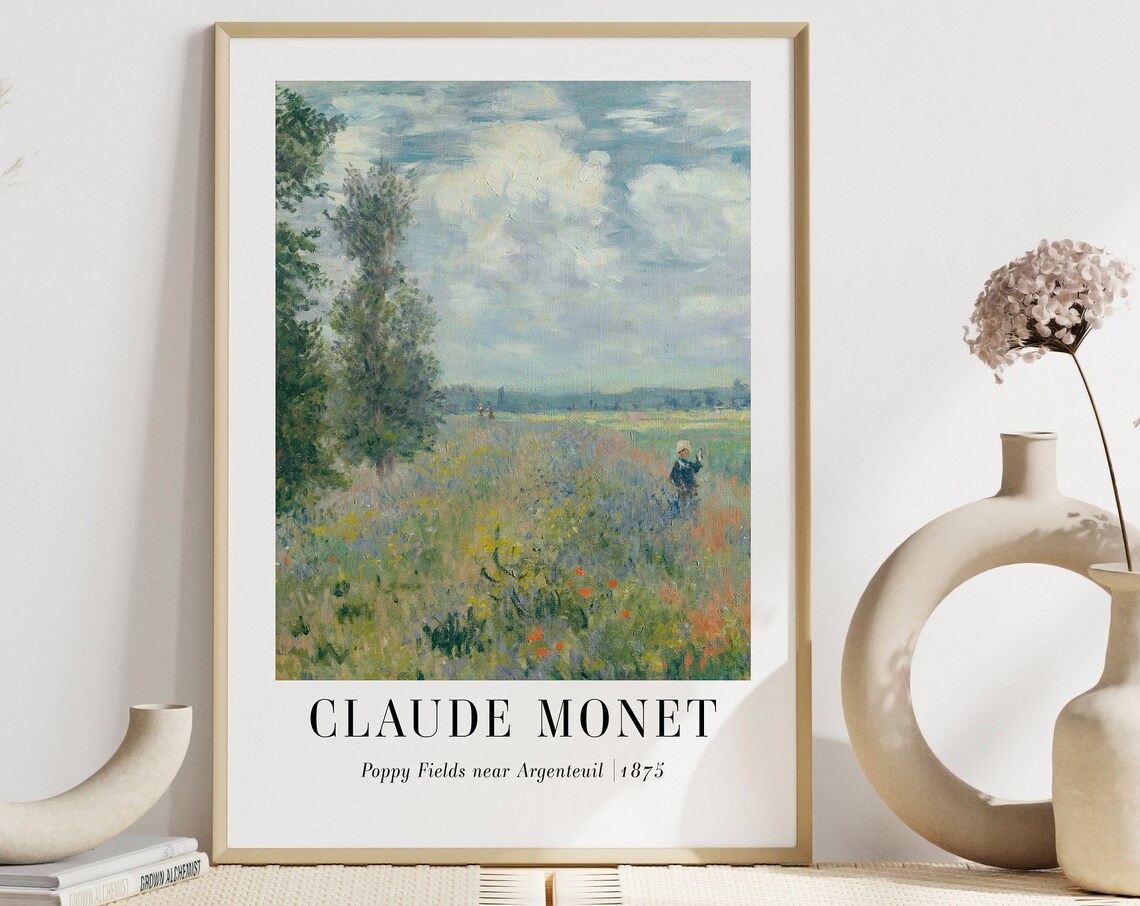 Claude Monet Poppy Fields near Argenteuil 1875 Meadow Poster