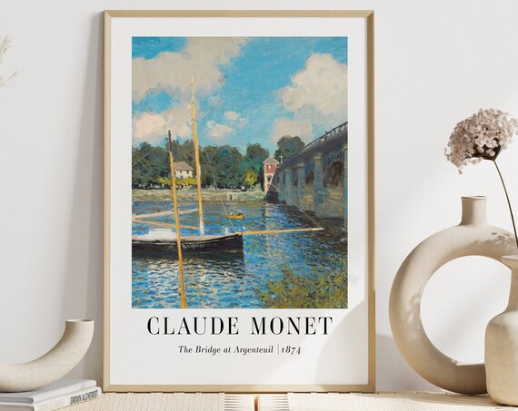 Claude Monet Wall Art Water Bridge Print Landscape Print Wall Art Monet Poster Oil Painting Vintage Art