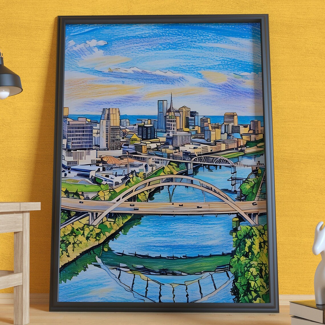 Nashville Skyline Travel Poster, Tennessee Cityscape