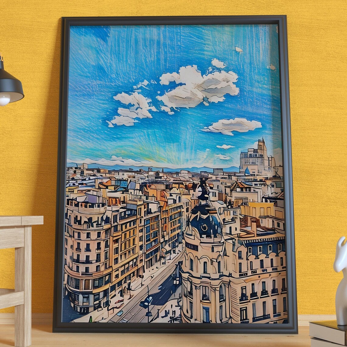 Madrid Rooftop View, Historic Architecture Travel Poster