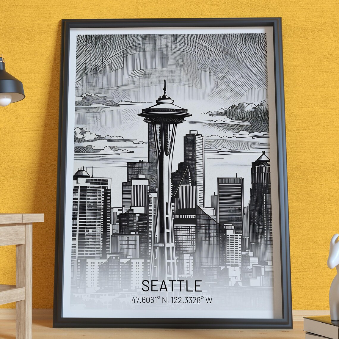 Seattle Space Needle, Iconic Skyline Travel Poster