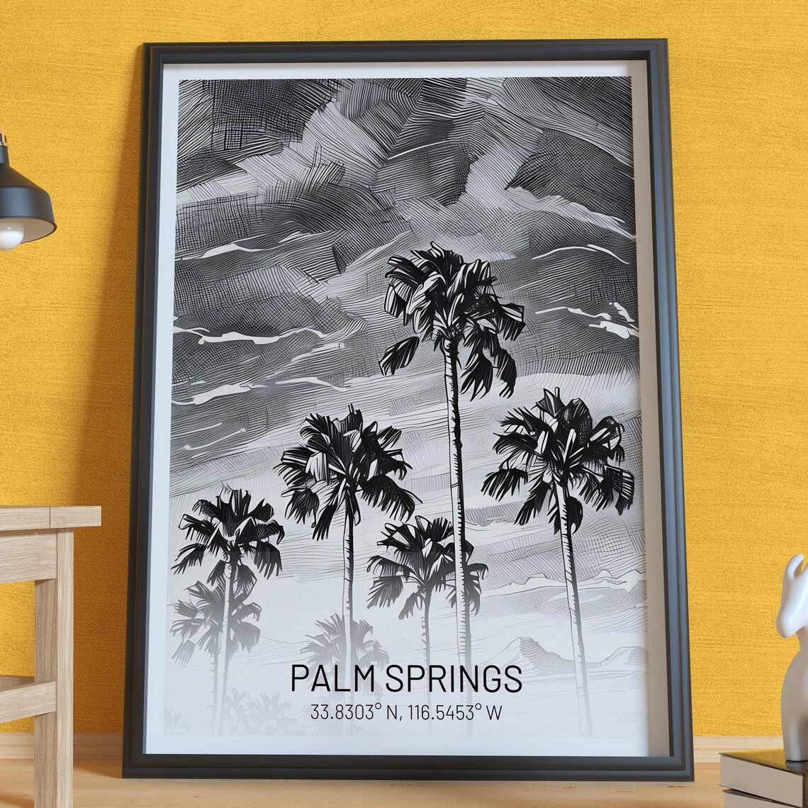 Palm Springs Black And White Travel Poster