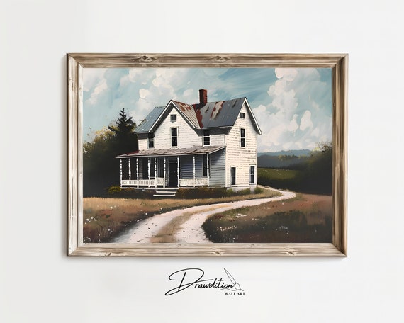 Country Farmhouse Wall Art Country Farmhouse Decor Farmhouse Painting Cottage Painting Country House Art Farmhouse Print