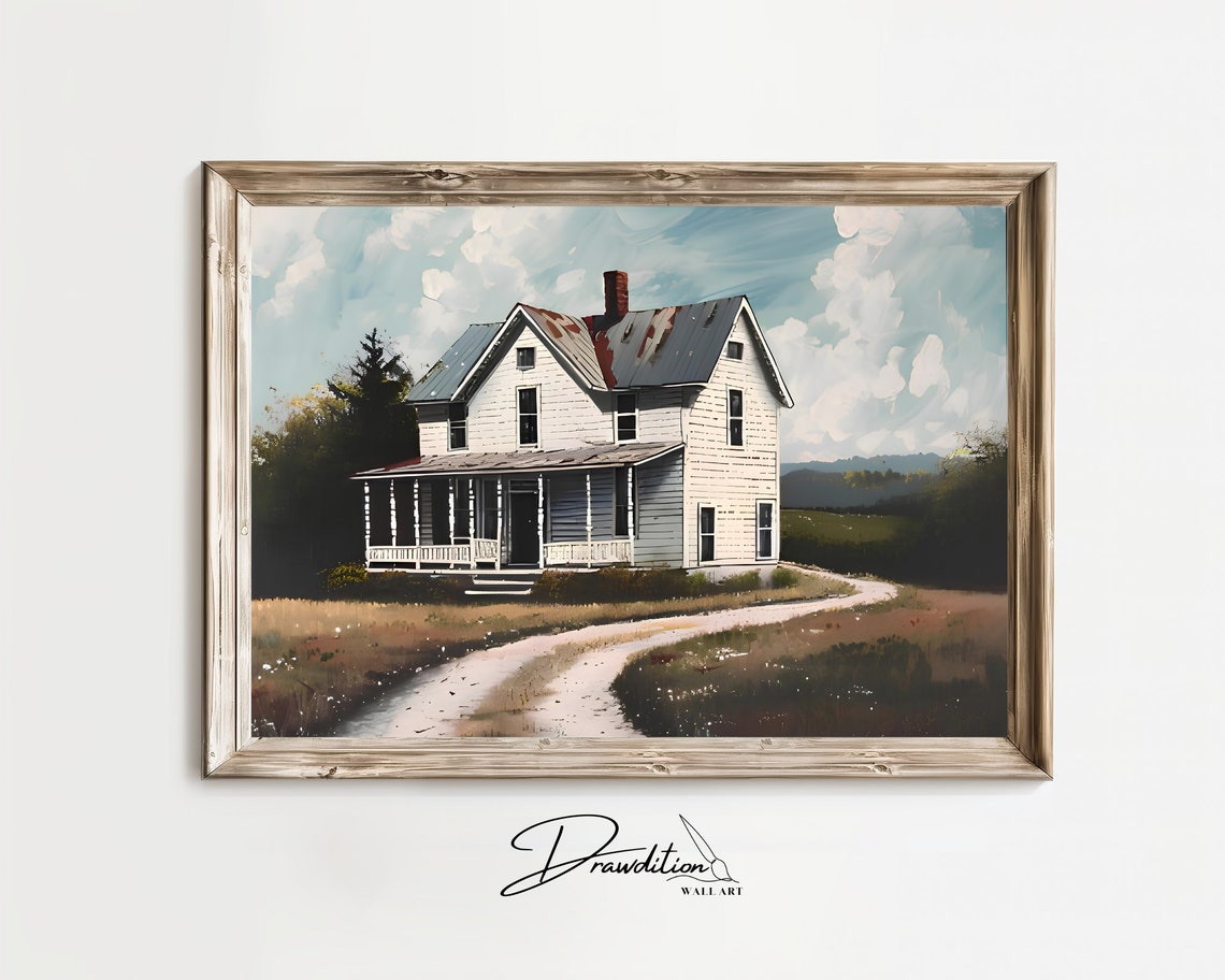 Country Farmhouse Wall Art Country Farmhouse Decor Farmhouse Painting Cottage Painting Country House Art Farmhouse Print