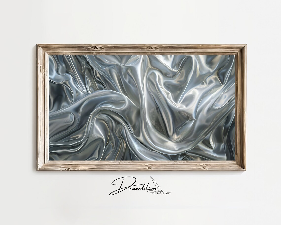 Silver Frame Tv Art Silver Abstract 3d Frame Tv Art Textured Frame Tv Art Grey Frame Tv Art Silver Waves Frame Tv Art