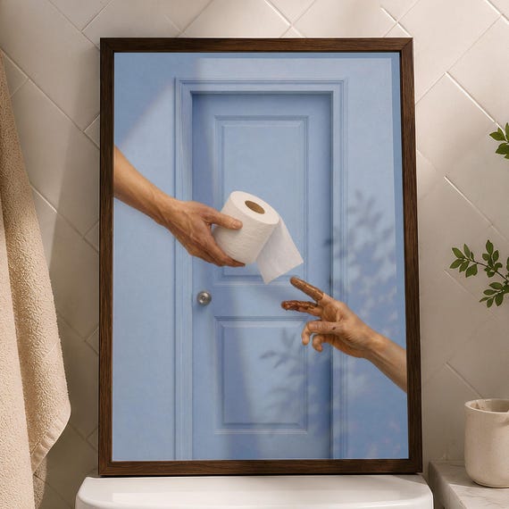 Renaissance Toilet Paper Wall Art Classical Bathroom Humor Print