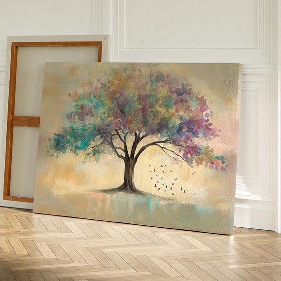 Elegant Abstract Tree Wall Art With Vibrant Pastel Colors And Soothing Nature Inspired Design For Modern And Contemporary Dcor