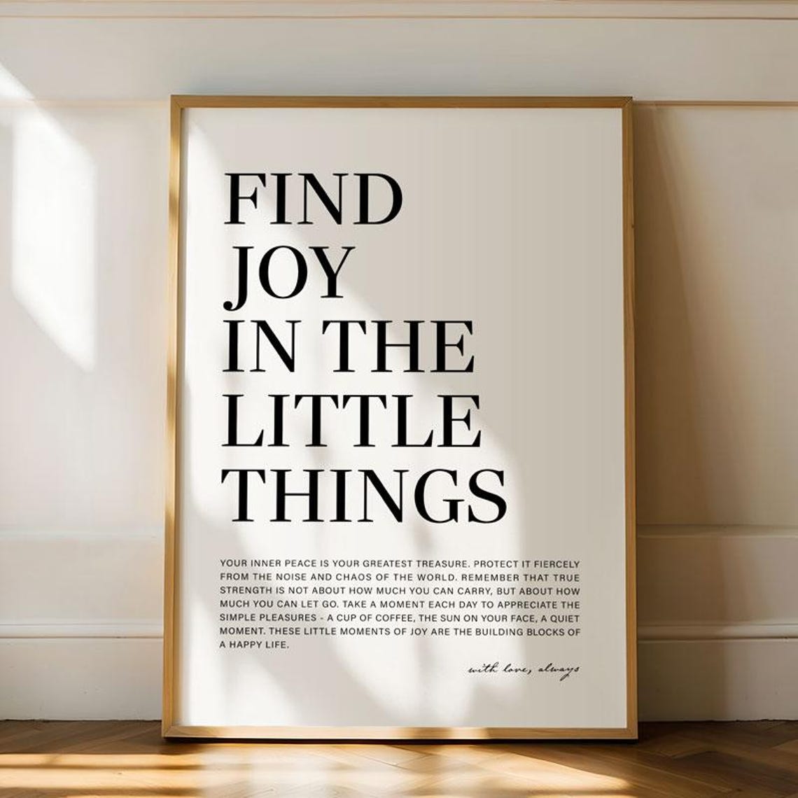 Find Joy in the Little Things Calm Inspirational Quote Poster