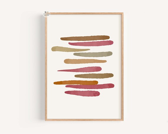 Abstract Watercolor Brushstrokes Print Boho Minimalist Decor